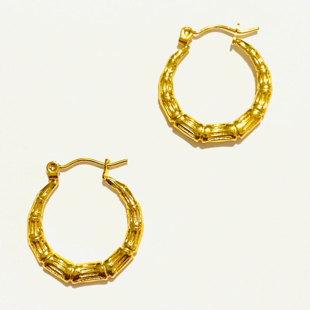 Elegant Gold-Plated Stainless Steel Hoop Earrings #23